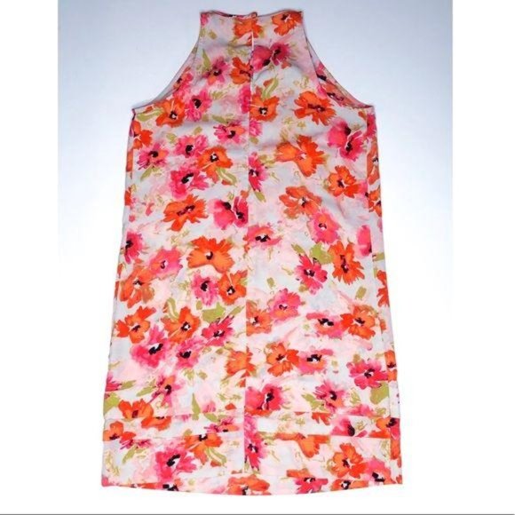 LOFT Orange Floral Shift Dress - Picture 7 of 7